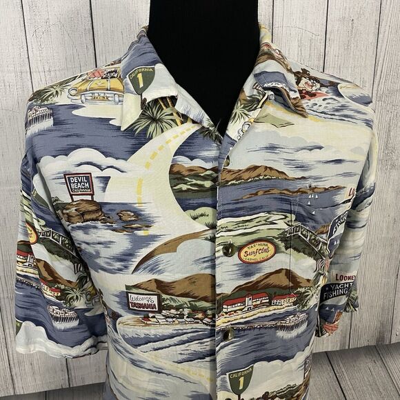 VTG Warner Bros Men's XXL Taz Devil Beach California Hawaiian Button-Up Shirt - Picture 3 of 9